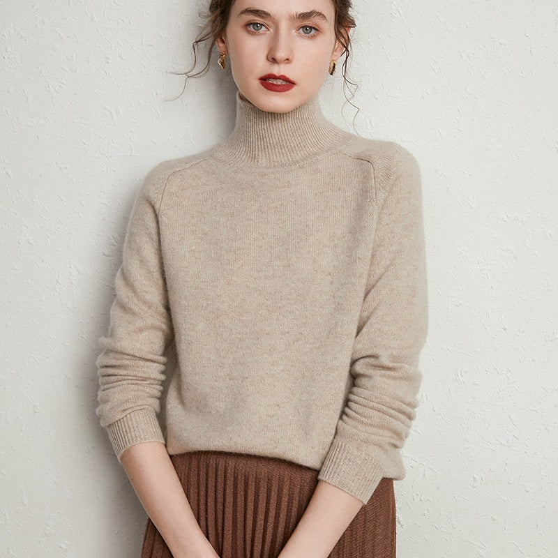 Pull Femme en Laine Mérinos & Cachemire – Col Roulé Chic et Chaud