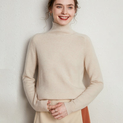 Pull Femme en Laine Mérinos & Cachemire – Col Roulé Chic et Chaud