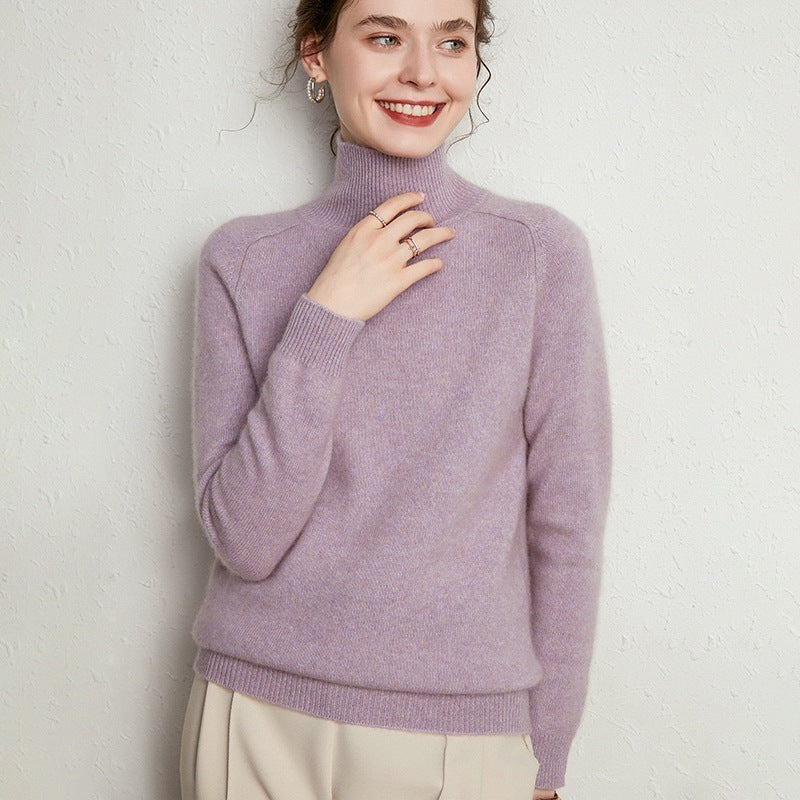 Pull Femme en Laine Mérinos & Cachemire – Col Roulé Chic et Chaud