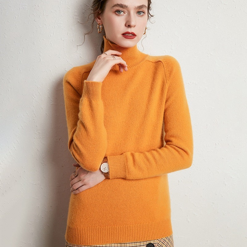 Pull Femme en Laine Mérinos & Cachemire – Col Roulé Chic et Chaud