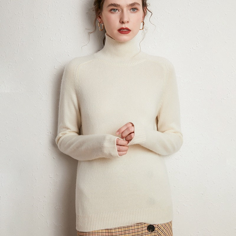 Pull Femme en Laine Mérinos & Cachemire – Col Roulé Chic et Chaud