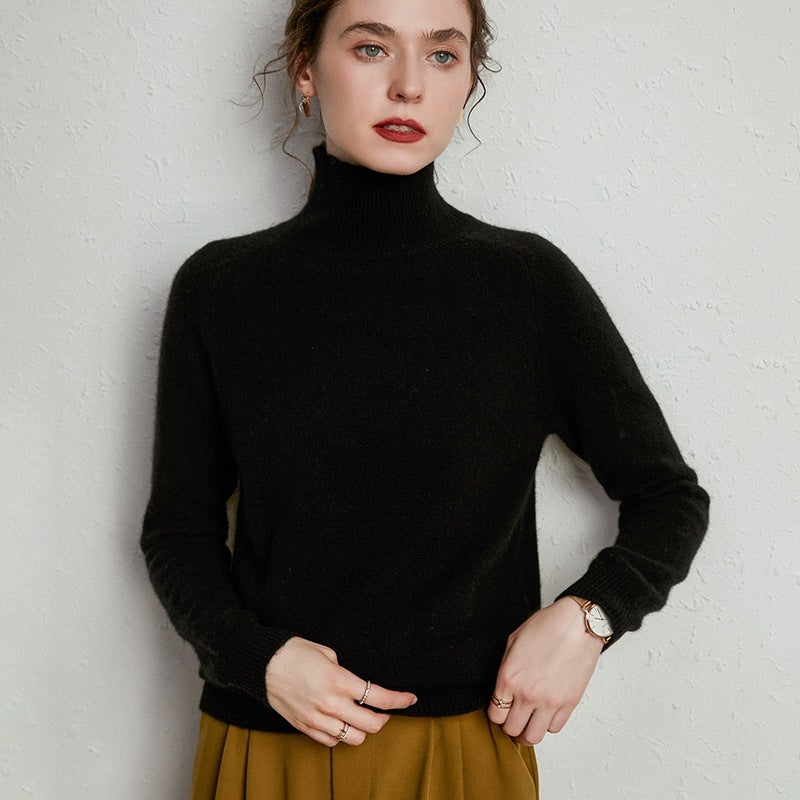 Pull Femme en Laine Mérinos & Cachemire – Col Roulé Chic et Chaud