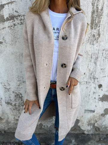 Manteau Cardigan Long en Maille avec Capuche – Chic & Confortable