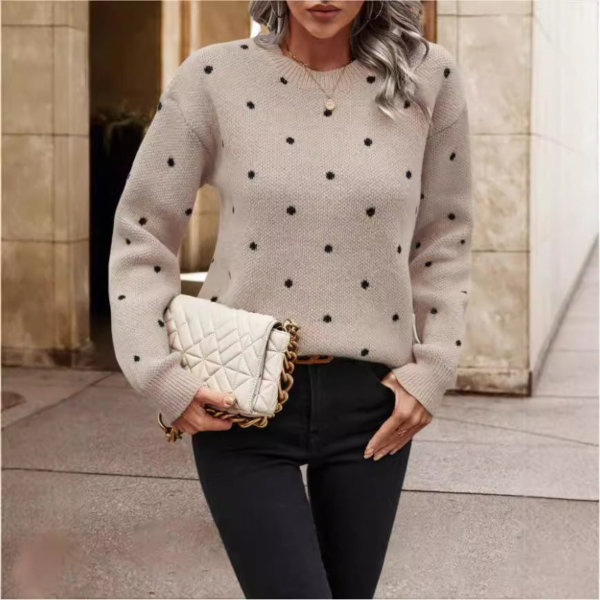 Pull en Tricot à Pois – Élégance Décontractée et Confort