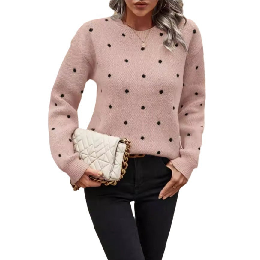 Pull en Tricot à Pois – Élégance Décontractée et Confort