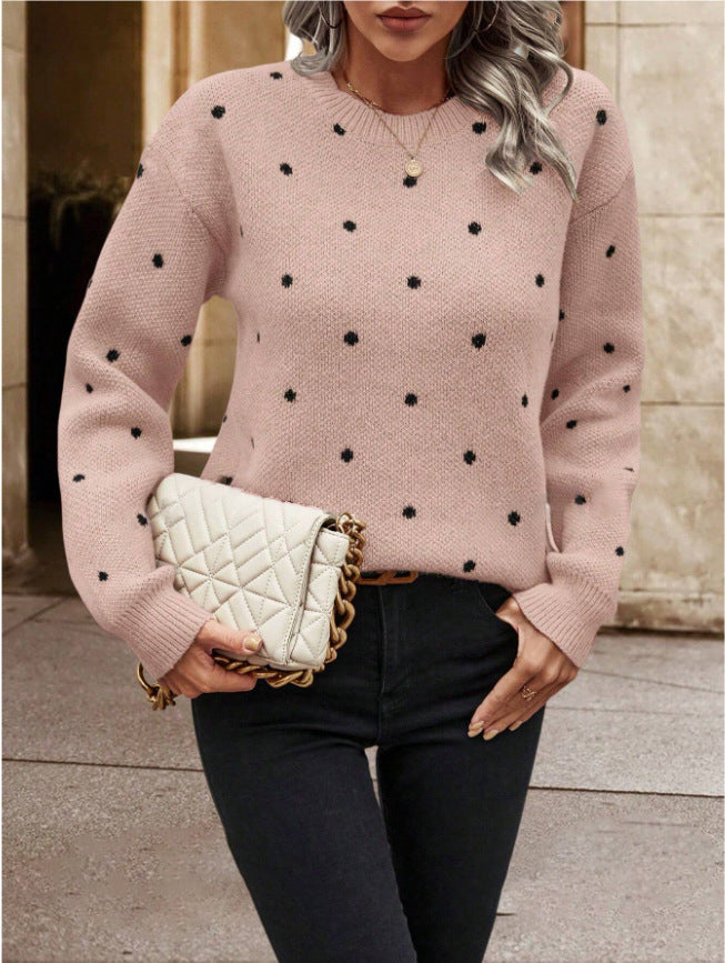 Pull en Tricot à Pois – Élégance Décontractée et Confort