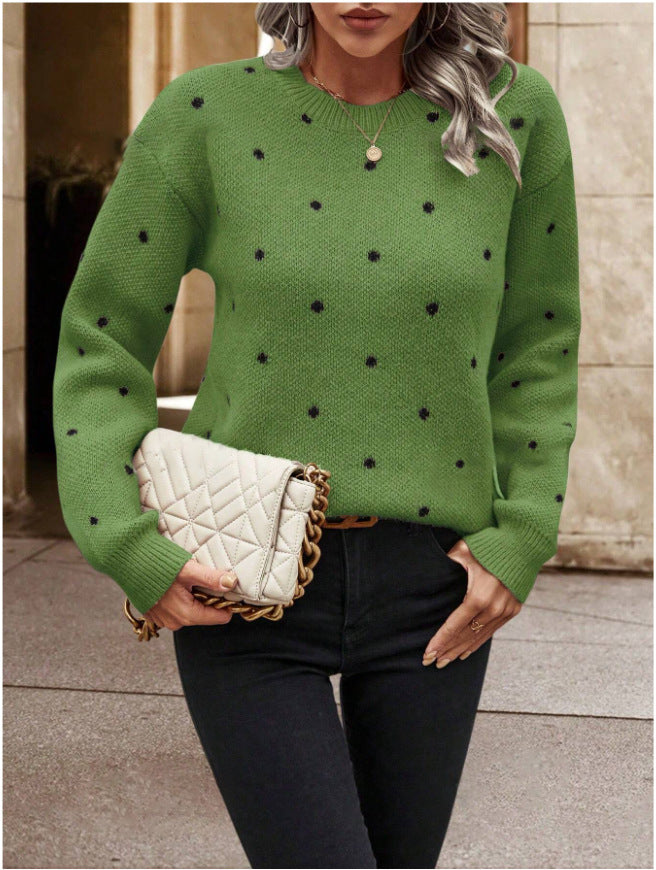 Pull en Tricot à Pois – Élégance Décontractée et Confort