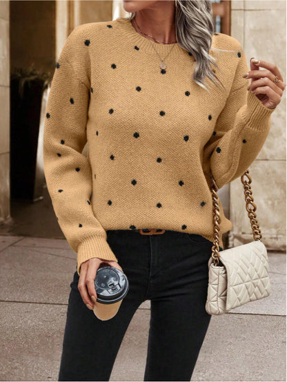 Pull en Tricot à Pois – Élégance Décontractée et Confort