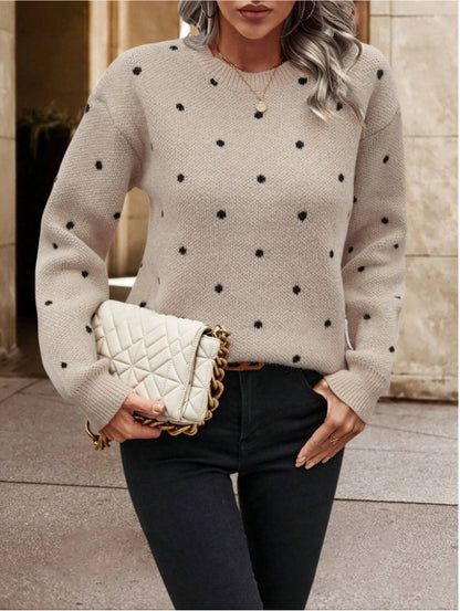 Pull en Tricot à Pois – Élégance Décontractée et Confort